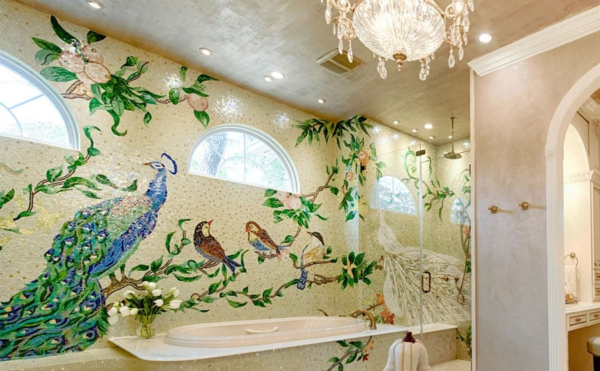 Exquisite Splendor Bird Mosaic Tile Wall