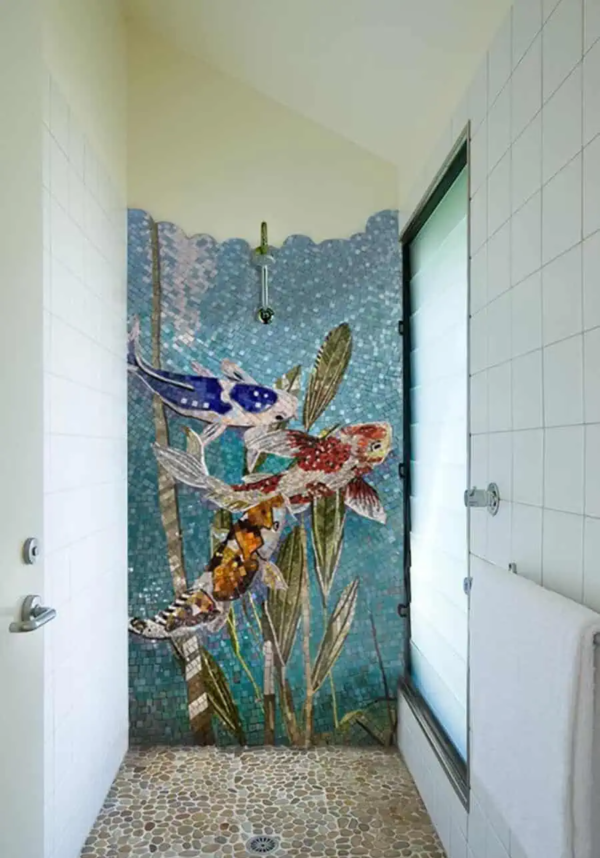 Koi Fish Mosaic Wall
