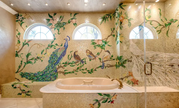 Exquisite Splendor Bird Mosaic Tile Wall