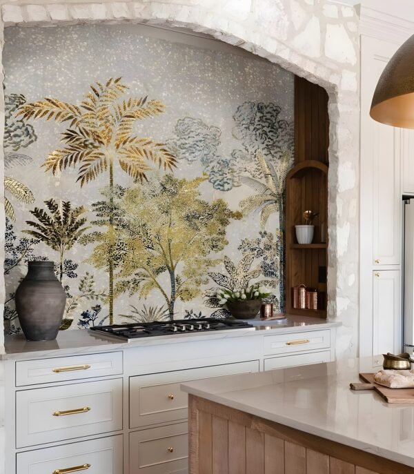 ivory gold glass mosaic tile kitchen backsplash casamance