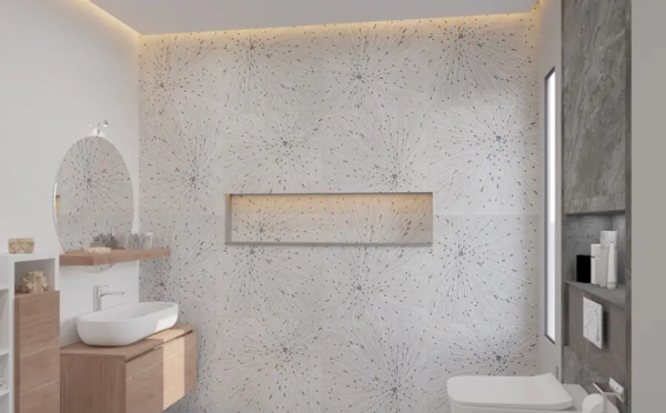 Elegant White Mosaic Bathroom Tiles