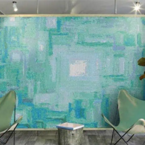Abstract Square Tiffany Blue Mosaic Wall