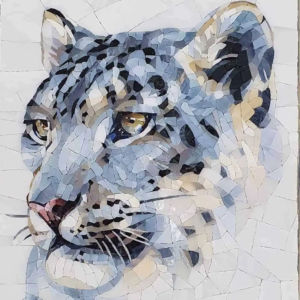 Glass Mosaic Snow Leopard