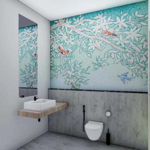 Bird Vibrant Bathroom Wall Mosaic