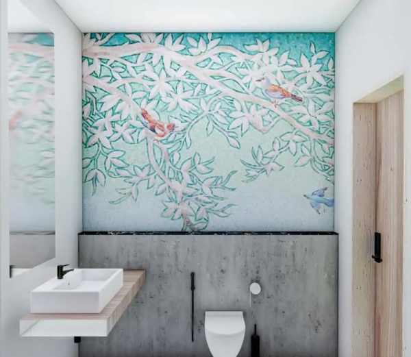 Bird Vibrant Bathroom Wall Mosaic